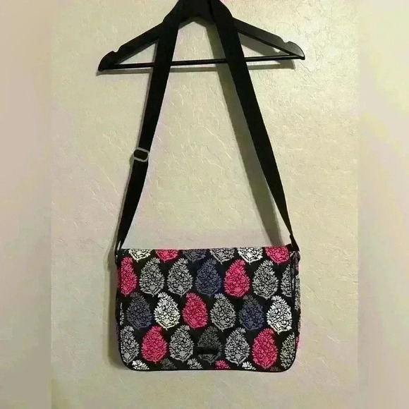 Vera Bradley Laptop Shoulder Bag in Pink, Grey and Black Print - Picture 1 of 8